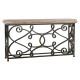 Width Rectangular Limed Wood Console with Wrought Iron Base 72