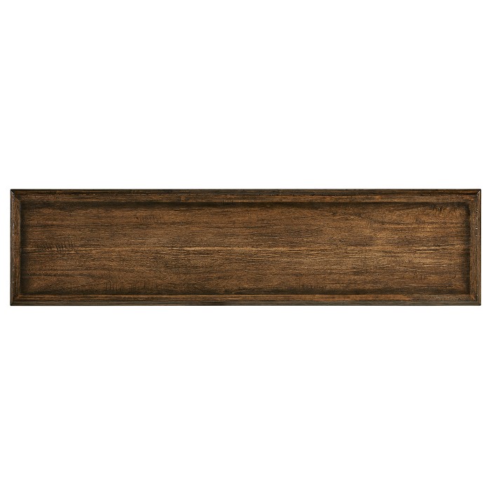 Width Rectangular Rustic Walnut Console with Wrought Iron Base 72