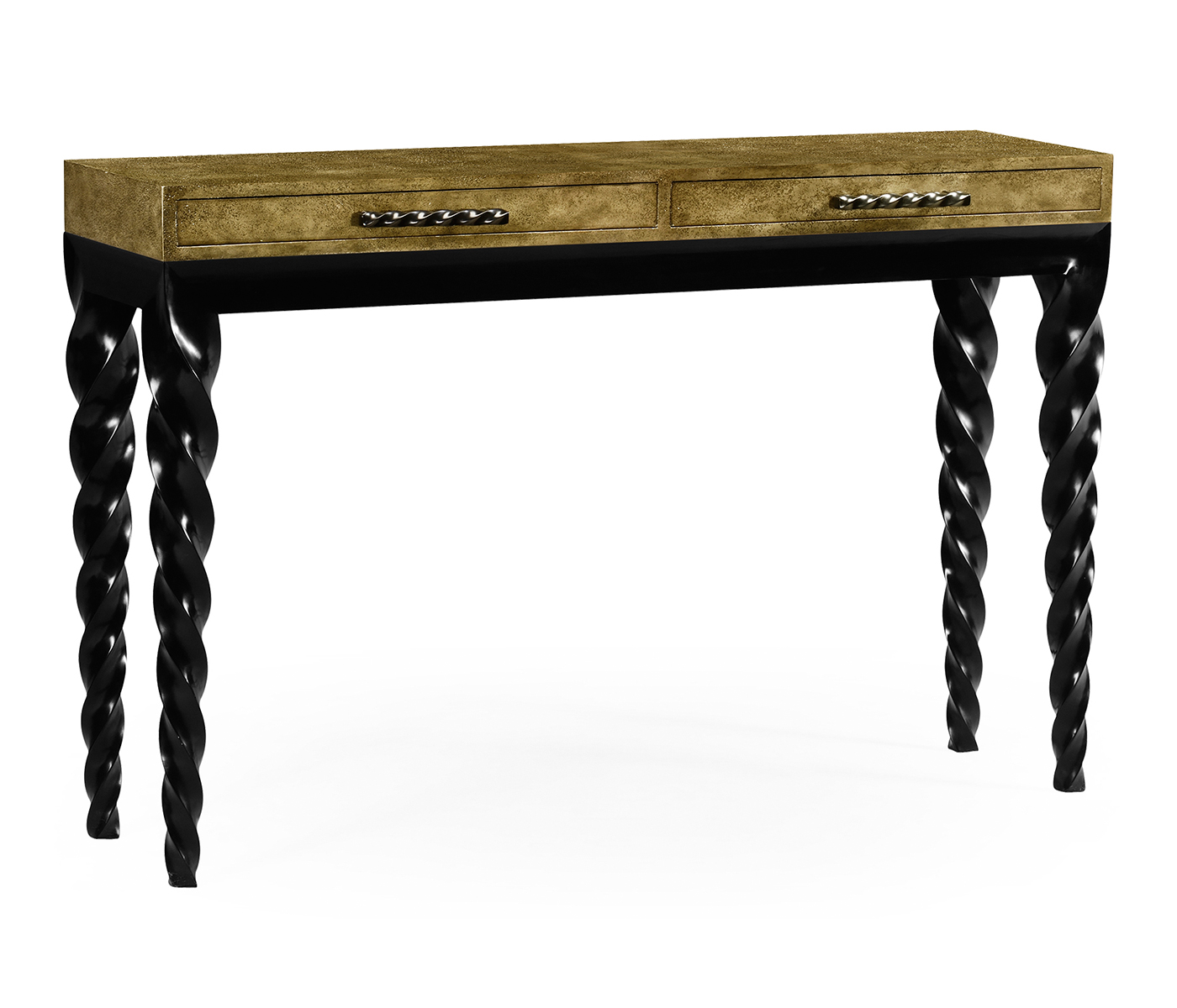 Black finish rectangular console with barleytwist legs