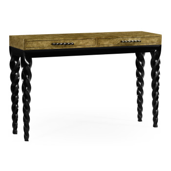Black finish rectangular console with barleytwist legs