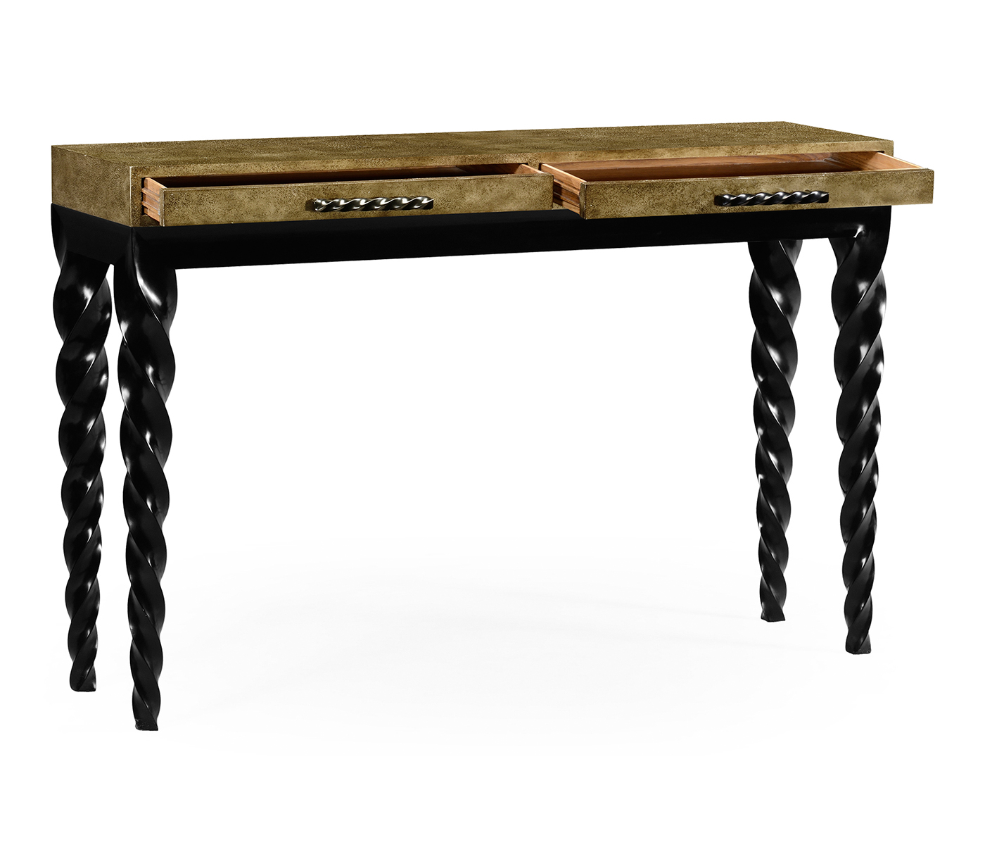 Black finish rectangular console with barleytwist legs