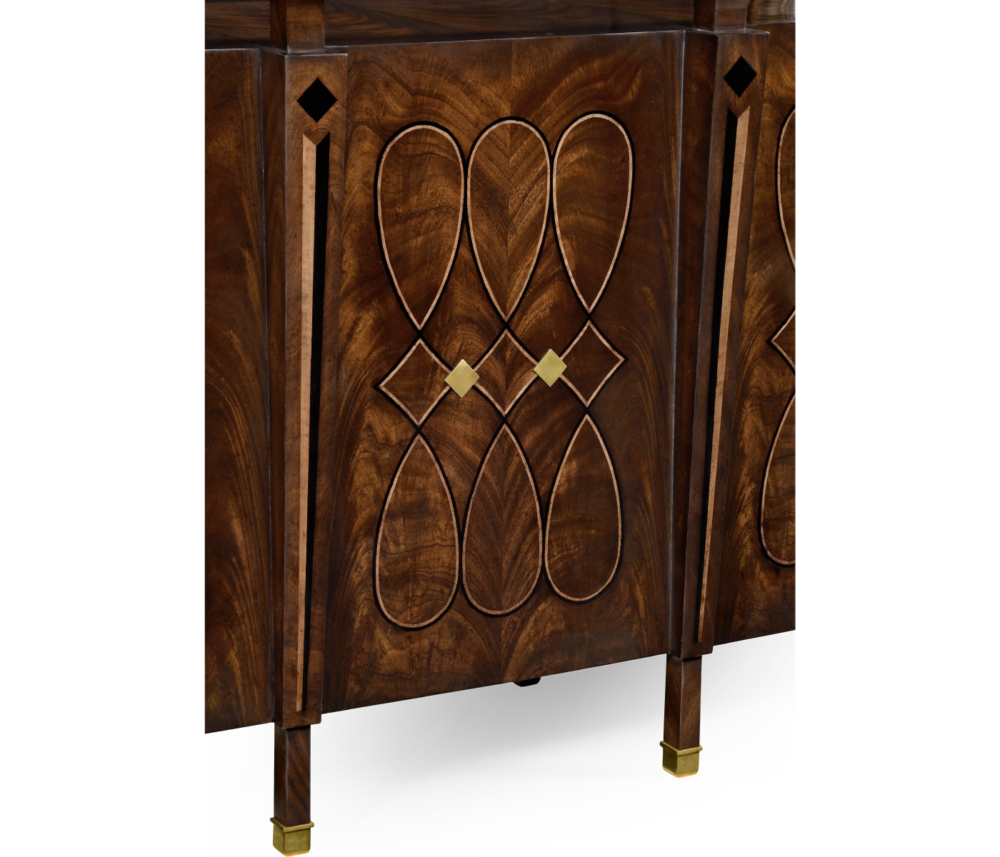 Mahogany semi circular five panel registration desk with fine inlays