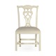 Windsor Chippendale Grey Linen Side Chair