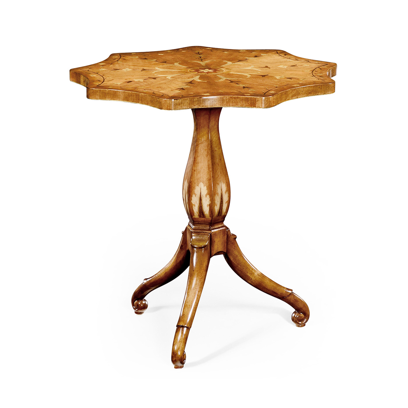 Finely Inlaid Lamp Table with Nine Sided Top