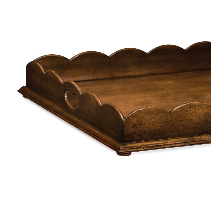 Large Scallopped Walnut Tray