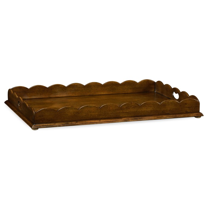 Large Scallopped Walnut Tray