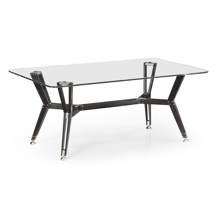 Midcentury Style Rectangular Black Mocha Oak Coffee