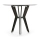 Midcentury Style Circular Black Mocha Oak Side Table with Glass Top 24
