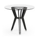 Midcentury Style Circular Black Mocha Oak Side Table with Glass Top 24