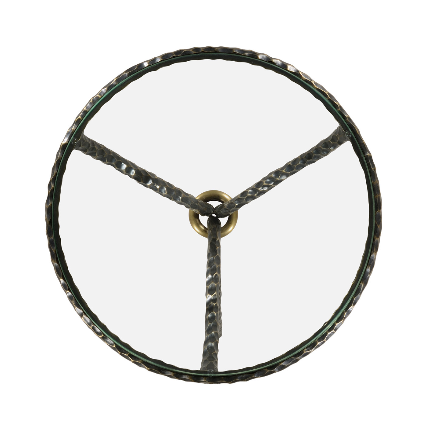 Bronze hammered circular wine table curved legs