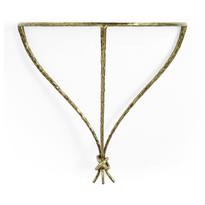 Hammered Light Brown Brass Wall Mounted Bracket Table