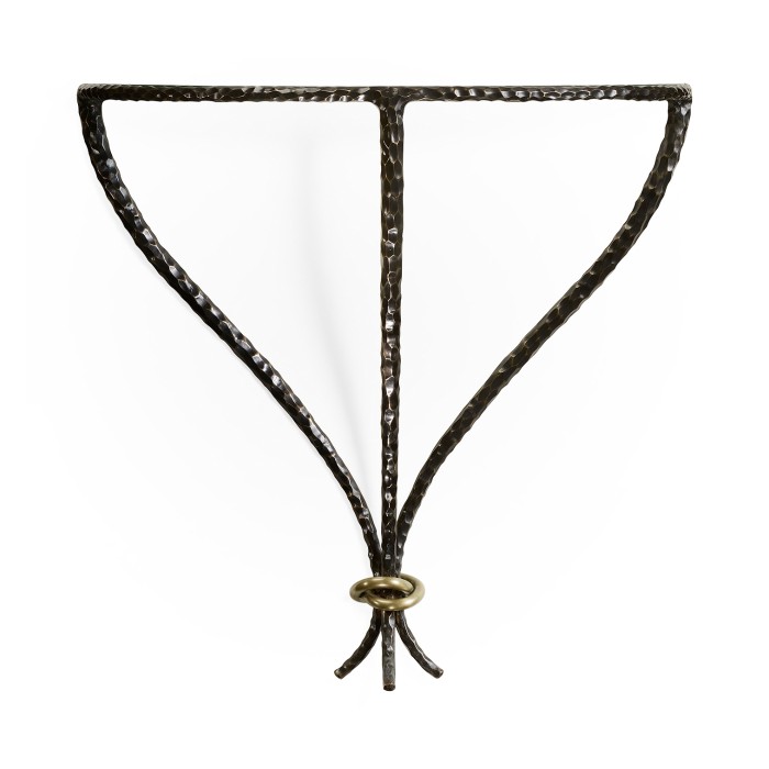 Hammered Antique Black Brass Wall Mounted Bracket Table
