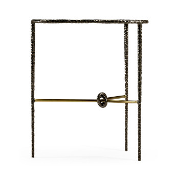 Hammered Antique Black Brass Freeform Lamp Table