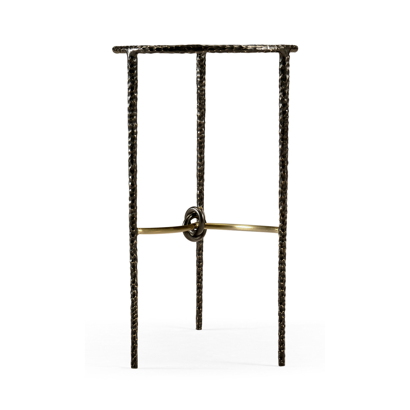 Hammered Antique Black Brass Freeform Lamp Table