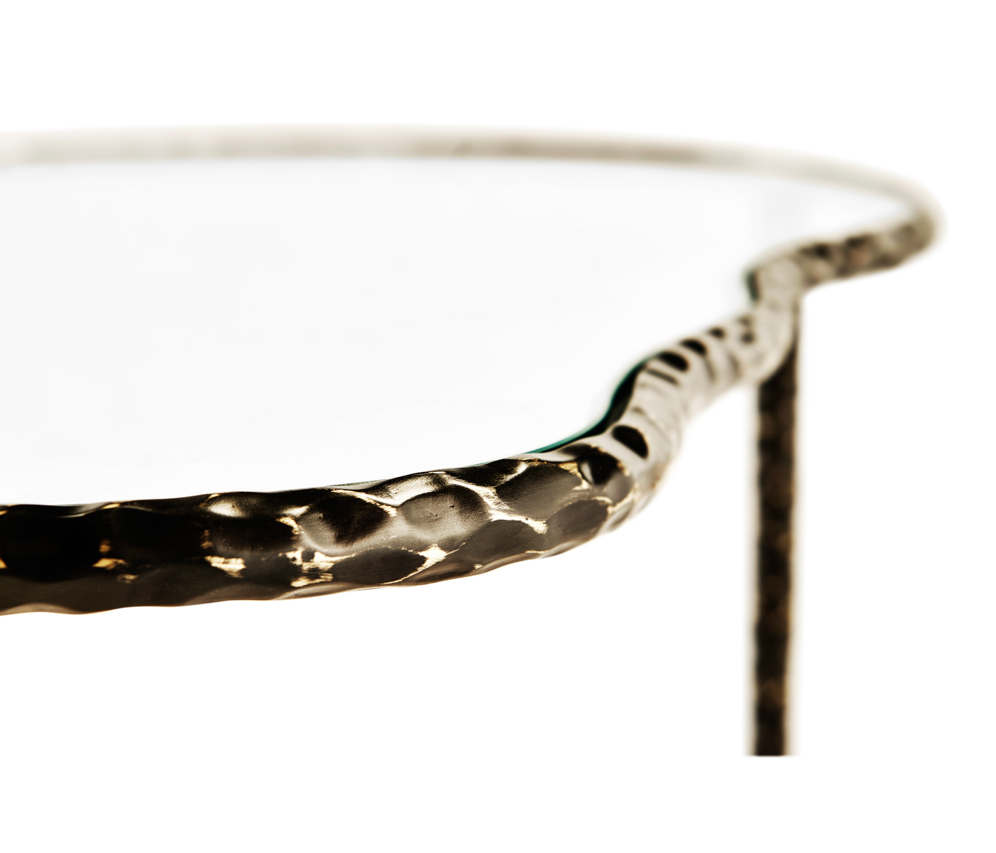 Hammered Antique Black Brass Freeform Lamp Table