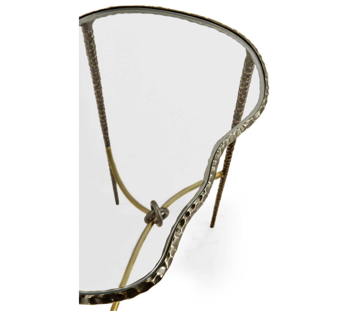 Hammered Antique Black Brass Freeform Lamp Table