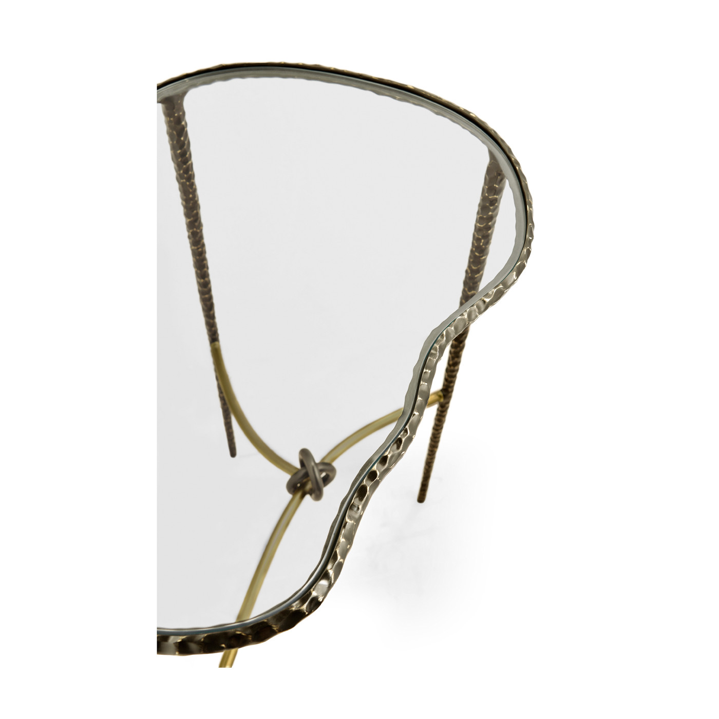 Hammered Antique Black Brass Freeform Lamp Table