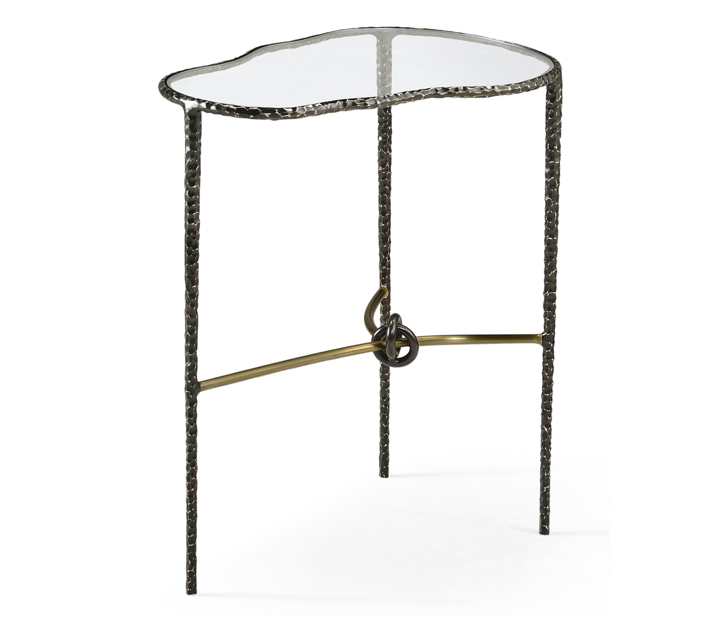 Hammered Antique Black Brass Freeform Lamp Table