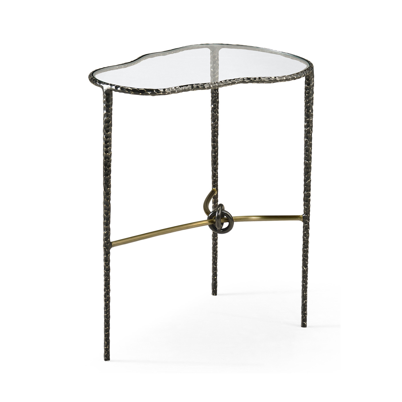 Hammered Antique Black Brass Freeform Lamp Table