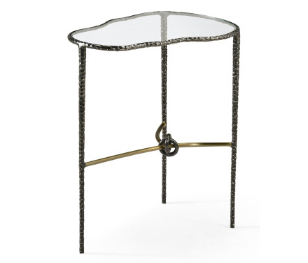 Hammered Antique Black Brass Freeform Lamp Table