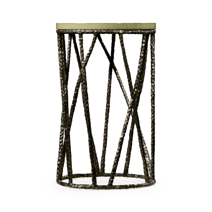 Hammered Antique Black Brass Wine Table with Celadon Top