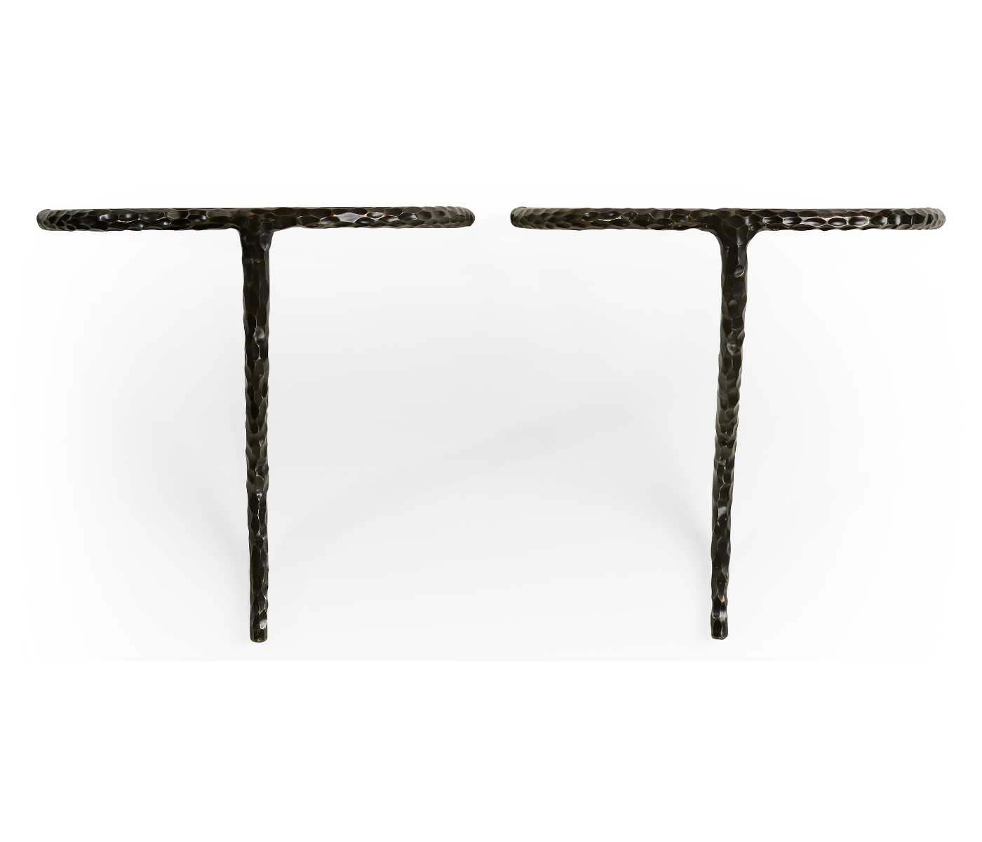 Bronze hammered pair wall bracket tables