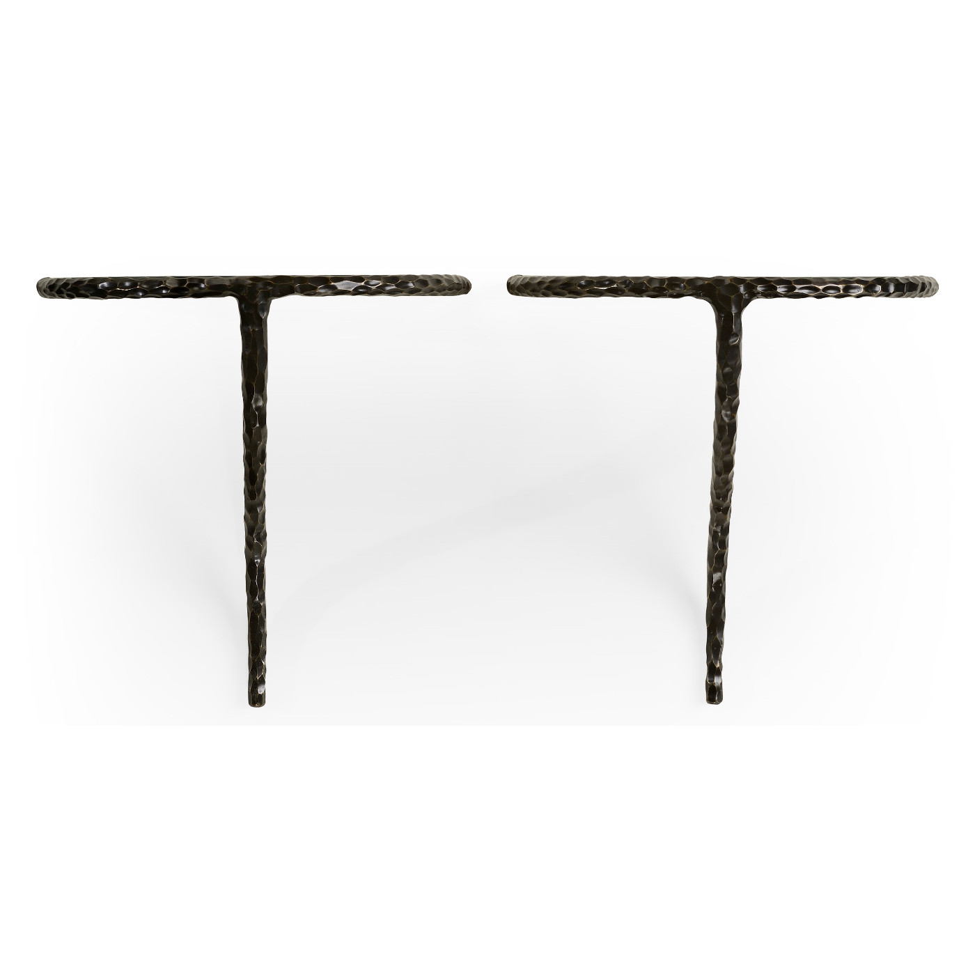 Bronze hammered pair wall bracket tables