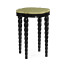 Black twisted side table with celadon top