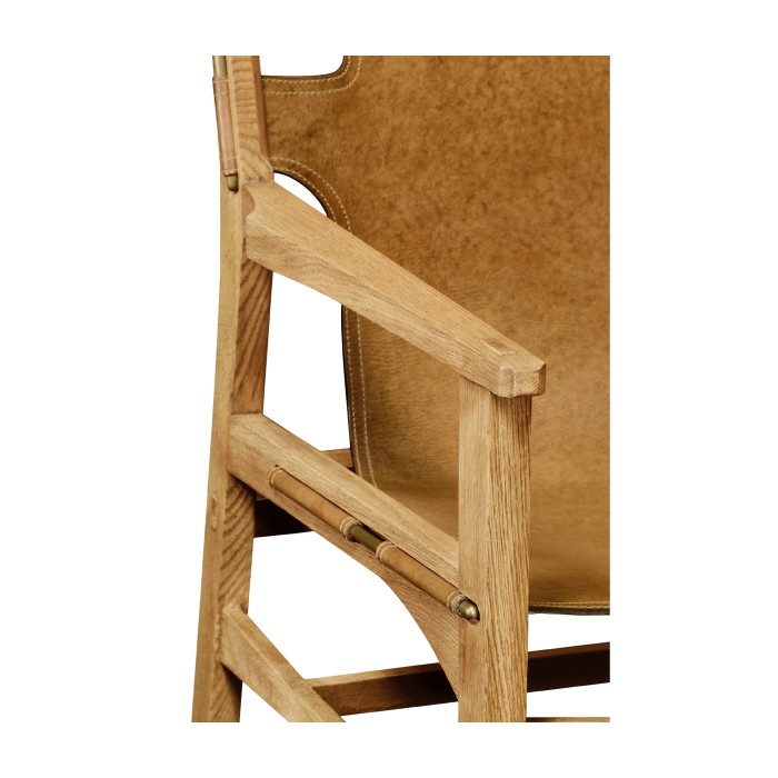 Casual Mid-cent Slung Leather Arm Chair