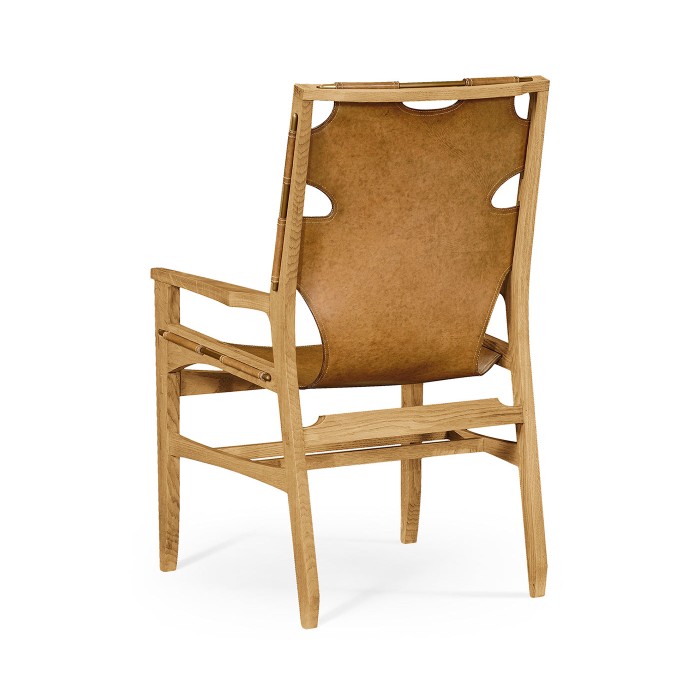 Casual Mid-cent Slung Leather Arm Chair