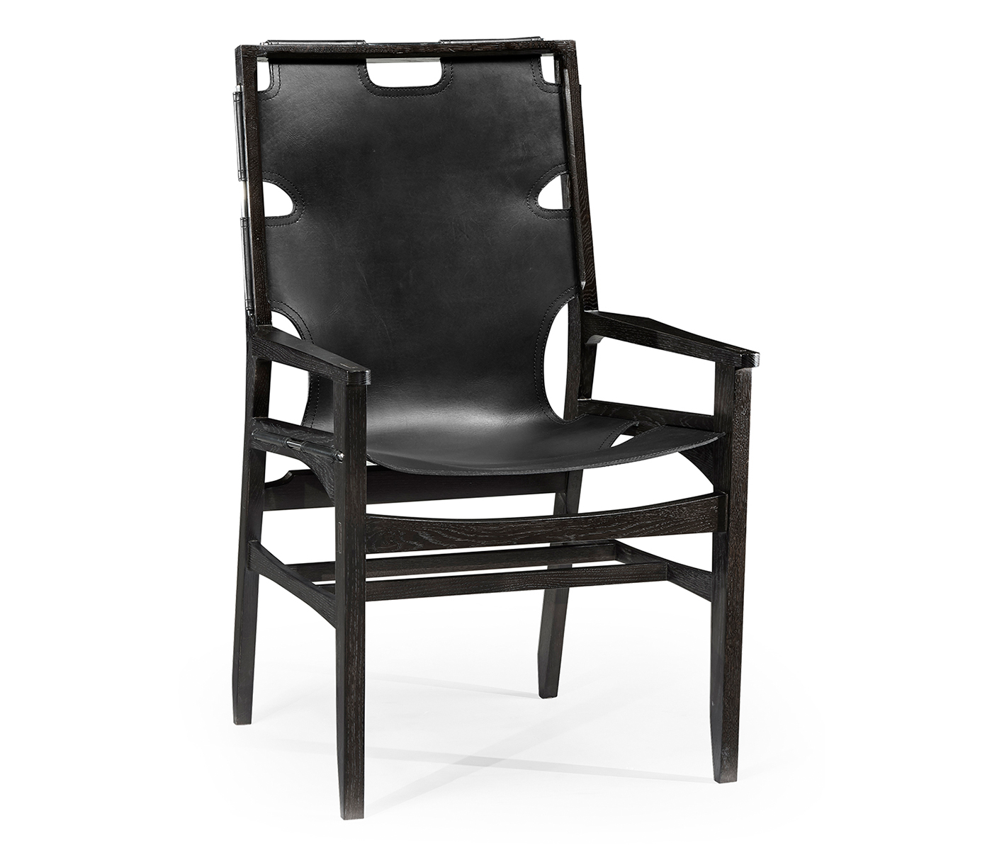 Casual Mid-cent Slung Leather Arm Chair