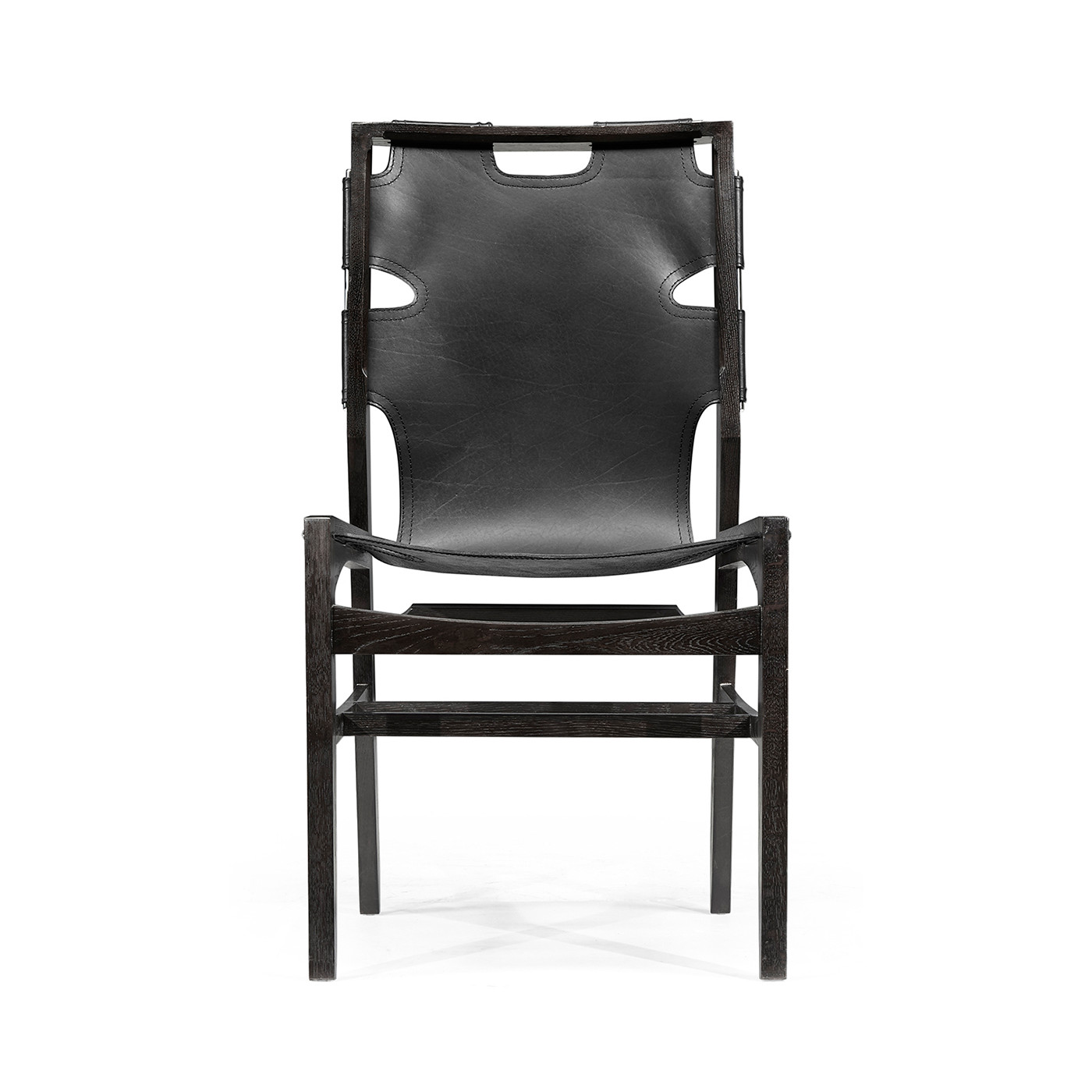 Casual Mid-cent Slung Leather Side Chair