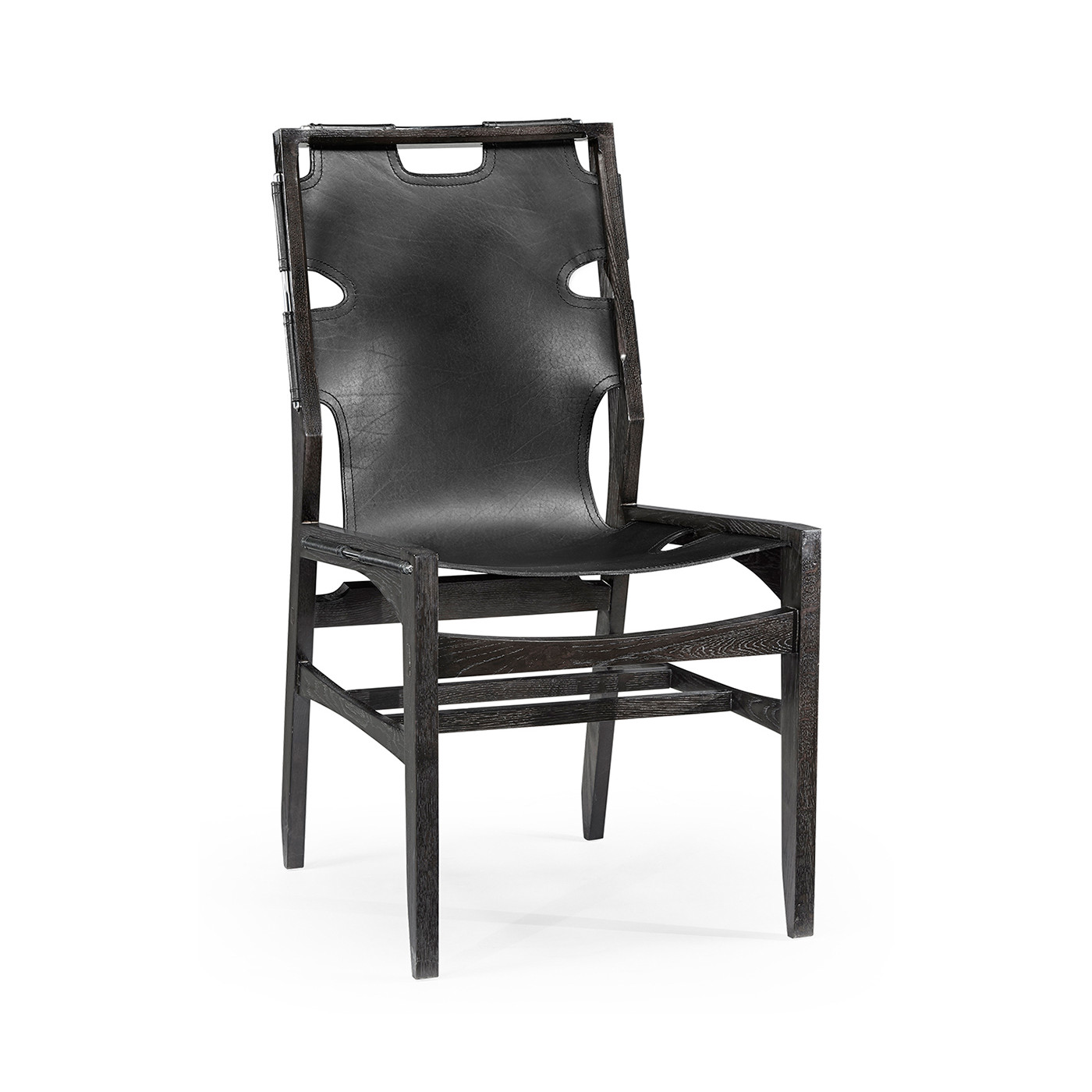 Casual Mid-cent Slung Leather Side Chair