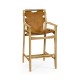 Midcentury Style Slung Leather & Light Oak Bar Stool