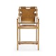 Midcentury Style Slung Medium Antique Chestnut Leather & Light Oak Counter Stool
