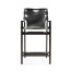 Midcentury Style Slung Black Leather & Black Mocha Oak Counter Stool