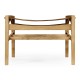 Midcentury Style Slung Leather & Light Oak Stool or Footstool