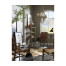 Midcentury Style Slung Black Leather & Black Mocha Oak Stool or Footstool