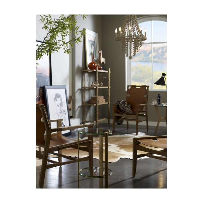 Midcentury Style Slung Black Leather & Black Mocha Oak Stool or Footstool