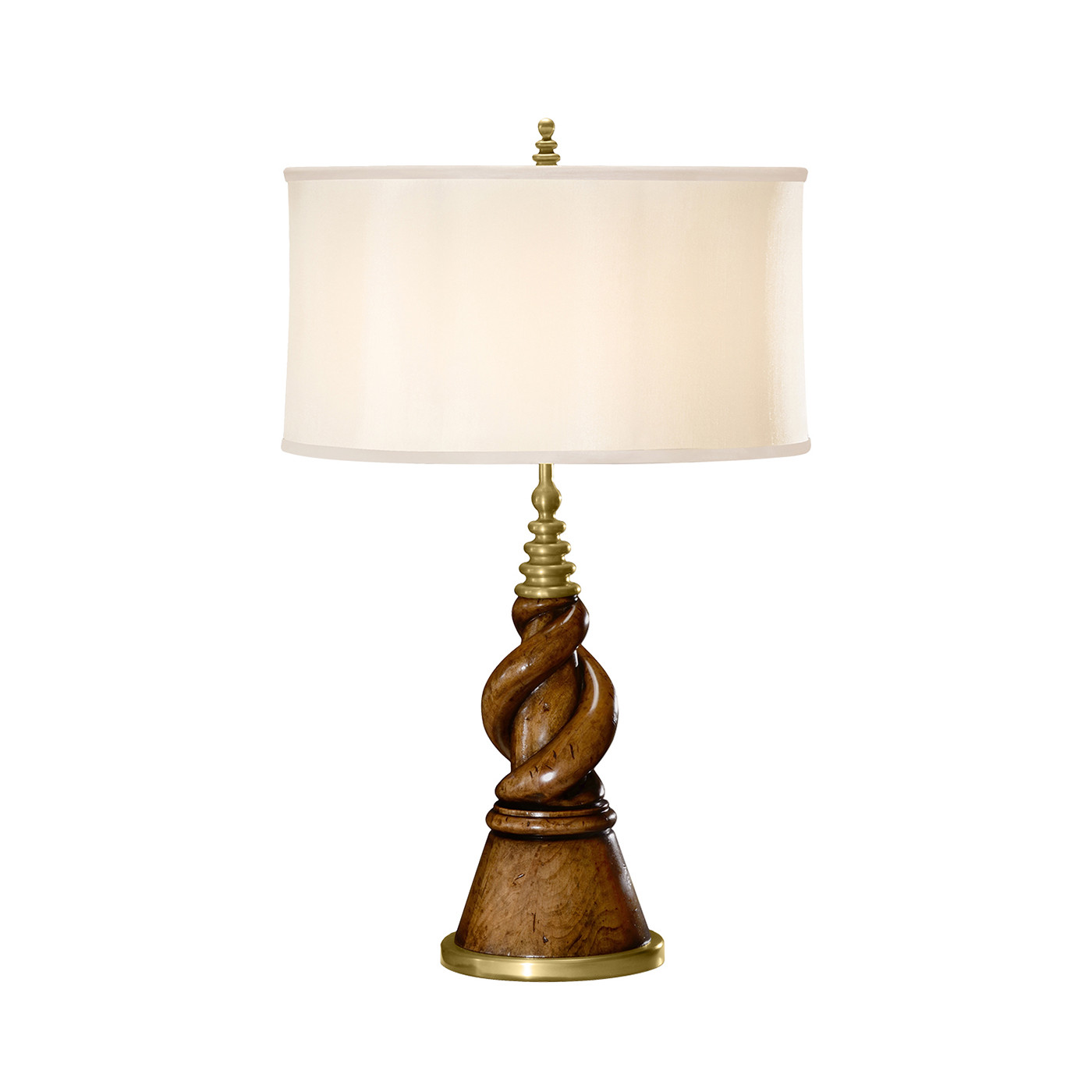 Twisted walnut table lamp