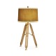 Oak Architectural Table Lamp with Brass Stretcher 32
