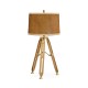 Oak Architectural Table Lamp with Brass Stretcher 32