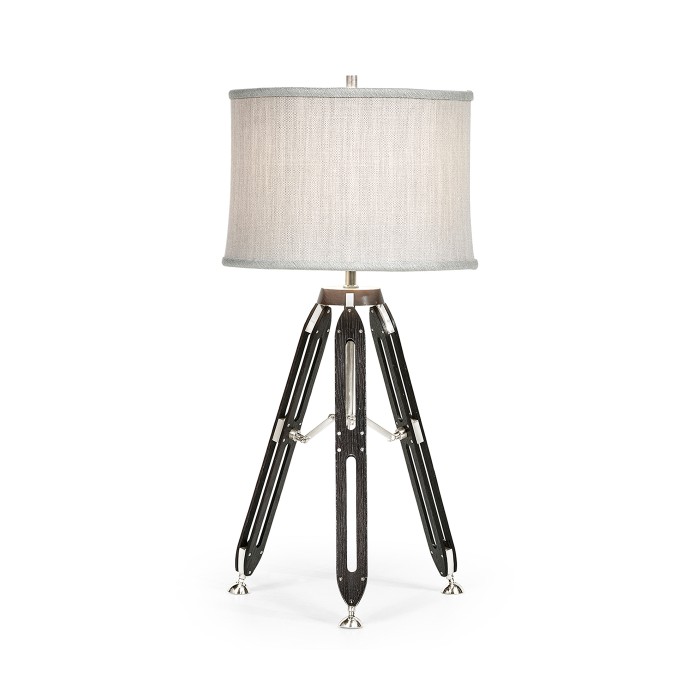 Black Mocha Oak Architectural Table Lamp with White Brass Stretcher 32