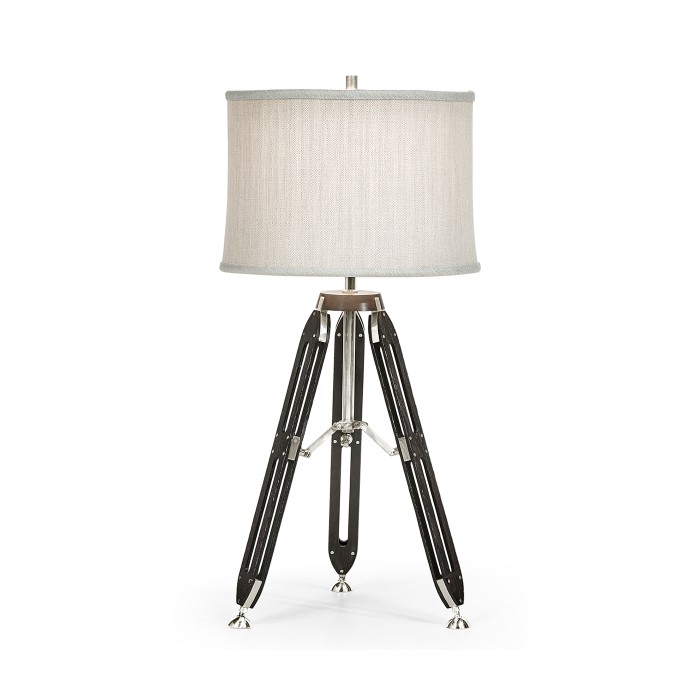 Black Mocha Oak Architectural Table Lamp with White Brass Stretcher 32