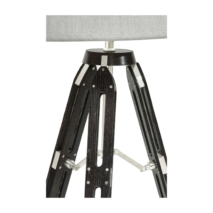 Black Mocha Oak Architectural Table Lamp with White Brass Stretcher 32