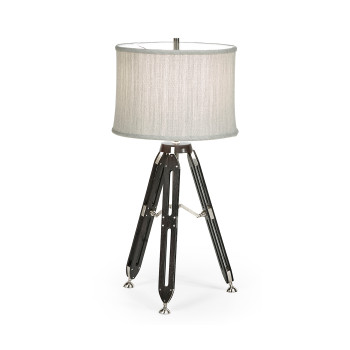 Black Mocha Oak Architectural Table Lamp with White Brass Stretcher 32