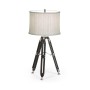 Black Mocha Oak Architectural Table Lamp with White Brass Stretcher 32