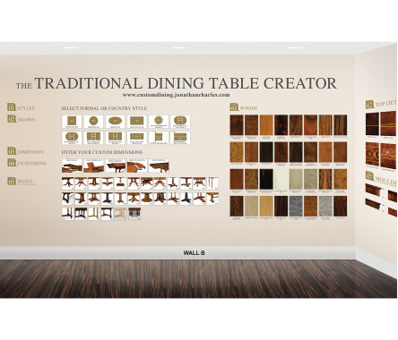 Full room including panels, graphics, wood sample, CD cabinet