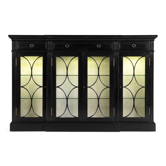 Traditional Four Door Breakfront Display Cabinet
