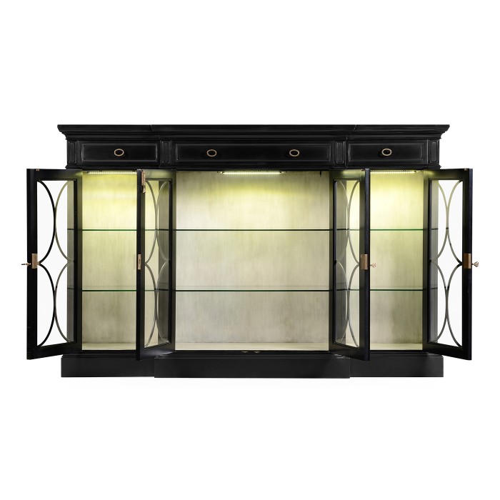 Traditional Four Door Breakfront Display Cabinet